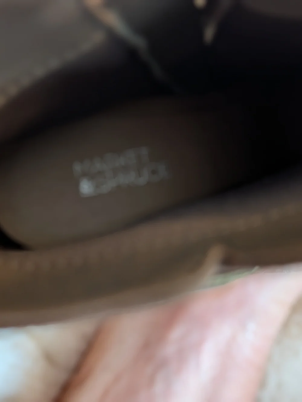 Market & Spruce Taupe Suede Wedge Ankle Booties with Buckle Detail